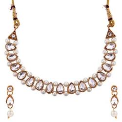 Efulgenz Fashion Chunky Crystal Faux Pearl Vintage Antique Gold Plated Statement Collar Choker Necklace Earrings Jewelry Set
