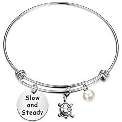 CYTING Turtle Bracelet Slow and Steady Sea Turtle Expandable Wire Bangle Bracelet Beach Jewelry for Turtle Lover Gift