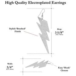 IDB Delicate Filigree Dangle Lightning Bolt Drop Hook Earrings - Available in Silver and Gold Tones