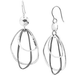 Silpada with Flair Open Drop Earrings in Polished and Oxidized Sterling Silver