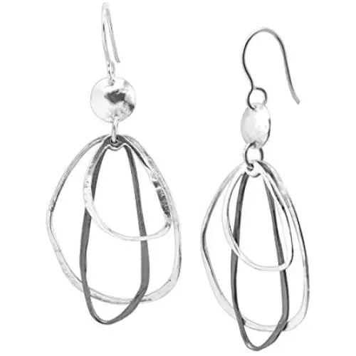 Silpada with Flair Open Drop Earrings in Polished and Oxidized Sterling Silver Silpada with Flair Open Drop Earrings in Polished and Oxidized Sterling Silver
