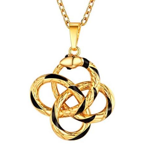 U7 Gothic Punk Jewelry Personalized Snake Necklace Pendant Chain in Platinum Gold Color, Gift for Men Women