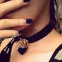 Bodiy Punk Leather Choker Necklaces Black Gothic Love Heart Pendant Necklace Jewelry for Women and Girls