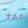 HERAYLI Mickey Mouse Pendant Necklace for Girls/Women,Made with Swarovski Crystal Lovely Women Necklace Jewelry Gift (Purple)