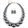 HSQYJ Simple Large Big Simulated Pearl Statement Necklace Earring Set Faux Big Pearl Choker Drop Dangle Hook Earring Fashion Costume Jewelry for Girl Women Lady