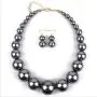 HSQYJ Simple Large Big Simulated Pearl Statement Necklace Earring Set Faux Big Pearl Choker Drop Dangle Hook Earring Fashion Costume Jewelry for Girl Women Lady