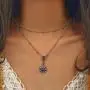 Kakaco Boho Sunflower Choker Necklaces Beaded Pendant Necklace Layered Silver Chain Jewelry for Women and Girls