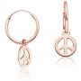 Big Apple Hoops - Easter Sunday High Polished Peace Sign Charm Hoop Earrings Made from Genuine 925 Sterling Silver in 3 Color Rose, Silver or Gold with Protective Electrocoated Finish for Maximum Anti-Tarnish