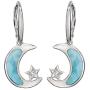 Sterling Silver Natural Larimar CZ Star and Moon Dangle Earrings