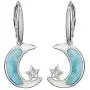Sterling Silver Natural Larimar CZ Star and Moon Dangle Earrings Sterling Silver Natural Larimar CZ Star and Moon Dangle Earrings
