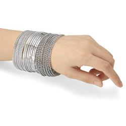 ENSOUL Mixed Metal Textured Multiple Bangles&Bracelets Set 23pc/Set 2.68'' Dia