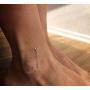 WEARON Dainty Gold Link Chain Anklet Women 14K Gold Plated Cute Charm Blue Evil Eye Cubic Zirconia Pearl Coin Chain Anklet Double Layer Chain Boho Beach Anklet Personalized Friendship Gifts
