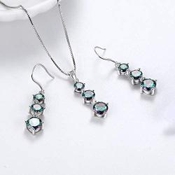 Aurora Tears Mystic Topaz Rainbow Jewelry Sets Women 925 Sterling Silver Crystal Necklaces/Earrings Set Wedding DS0043M
