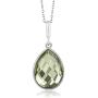 Gem Stone King 925 Sterling Silver Genuine Green Prasiolite Pendant Necklace, 16X12MM Pear Shape, 6.50 Ct with 18 Inch Silver Chain