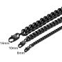 ChainsPro Durable Cuban Link Bracelet for Mens Boys, 6/10/14 mm, 19-21CM Length, 18K Gold Plated/316L Stainless Steel/Black-with Gift Box