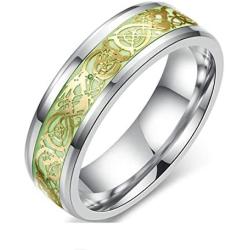 fashionlife2018 Celtic Dragon Luminous Rings Glow in The Dark Ring Titanium Stainless Steel Ring Jewelry Promise Ring Wedding Band for Men Women