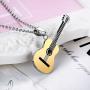MONALLY Guitar Necklace for Men Women Hip Hop Music Style Stainless Steel Guitar Pendant Jewelry Gifts