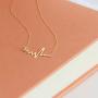 GELIN 14k Solid Gold 0,01 ct Diamond Heartbeat Cardiogram Pendant Chain Necklace for Women,18 INCH