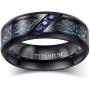 wedding ring set Two Rings His Hers Couples Rings Womens Black Gold Plated Blue Sapphire CZ Wedding Engagement Ring Bridal Sets & Mens Titanium Wedding Band