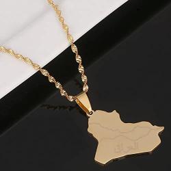 Stainless Steel Fashion Iraq Map Pendant Necklace Gold Color Map Of Iraq Jewelry