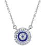 BAMOER 925 Sterling Silver Expandable Lucky Blue Evil Eye Chain Bracelet Necklace with Sparkling Cubic Zirconia for Women Girls