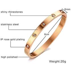 XYZONE Bangle Bracelet for Love with Stone Stainless Steel Hinged Love Jewelry with Crystal Bracelets Present Gift for Women Teen Girls