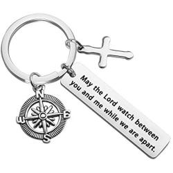 CYTING Christian Keychain Genesis 31:49 May The Lord Watch Between You And Me While We Are Apart Religious Jewelry Long Distance Gift For Couple Family Best Friends