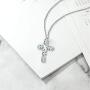 Gem Stone King 925 Sterling Silver Sky Blue Aquamarine Cross Pendant Necklace For Women (2.15 Ct Oval with 18 Inch Chain)