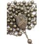 Nazareth Store Metal Beads Combat Rosary Necklace St Therese Virgin Of The Smile Medal with Crucifix Vintage Design - Velvet Bag