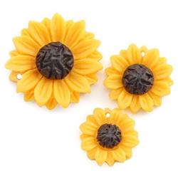 NX Garden 12PCS Yellow Sunflower Girasoles Daisy Flowers Resin Flatback Cabochon with Hole for Necklace Earrings Ring Bracelet Handmade DYD 3 Size
