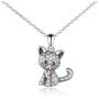 LUHE S925 Sterling Silver Cat Pendant Necklaces Jewelry Gifts for Little Teen Girls Daughter Women Cat Lover