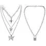 Butterfly Lock Chains Necklace Angel Layered Choker Emo Aesthetic Chunky Chains for Eboy Egirl Women Men (#1-Silver)