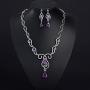 Neoglory Purple Cubic Zirconia Teardrop Jewelry Set Necklace Earrings Wedding Bridal Women Jewelry embellished with Crystals from Swarovski