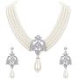 EVER FAITH Crystal 4 Layers Simulated Pearl Elegant Vintage Inspired Chandelier Necklace Earrings Set