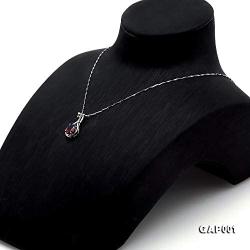 JYX Gemstone Jewellery Garnet Pendant Genuine 925 Sterling Silver Chain 7×9mm Oval Garnet Pendant Necklace for Women Girls