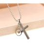 NA Cross Line Necklace,Mustard Seed Pendant, Stainless Steel Baptism Christian Jewelry, Cross Charms for Men Women Teens Y727