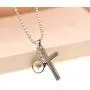 NA Cross Line Necklace,Mustard Seed Pendant, Stainless Steel Baptism Christian Jewelry, Cross Charms for Men Women Teens Y727