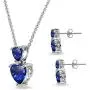 Sterling Silver Genuine, Created or Simulated Gemstone Double Heart Friendship Necklace & Stud Earrings Set Sterling Silver Genuine, Created or Simulated Gemstone Double Heart Friendship Necklace & Stud Earrings Set