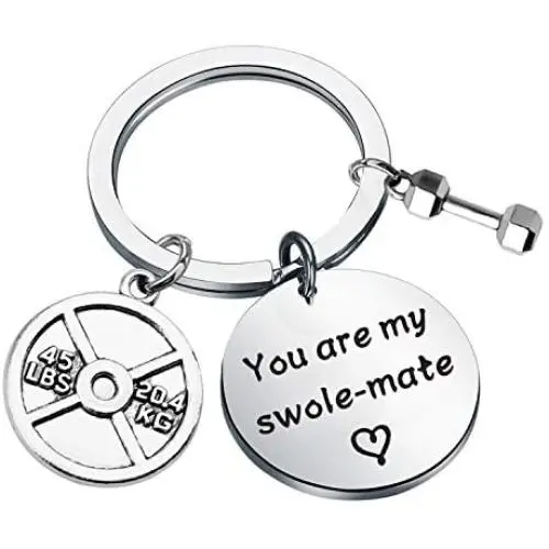 BAUNA Fitness Workout Keychain Swolemates Jewelry You are My Swolemate Dumbbell Exercises Weightlifting Sports Fitness Gifts for Friends Couple BAUNA Fitness Workout Keychain Swolemates Jewelry You are My Swolemate Dumbbell Exercises Weightlifting Sports Fitness Gifts for Friends Couple