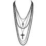 Deluxe Gothic Crosses Retro 80 Madonna Multilayer Black & Gunmetal Chain Long Multi Strand Necklace