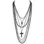 Deluxe Gothic Crosses Retro 80 Madonna Multilayer Black & Gunmetal Chain Long Multi Strand Necklace
