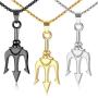Trident Necklace, 3PCS LE-SEKAI Poseidon Trident Necklaces Stainless Steel Ancient Greek Amulet Necklace Neptune Pendant Poseidon God of The Sea Trident Pendant Hip Hop Jewelry Sailors Gift for Him