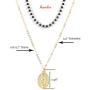 Avanlin Vintage Layered Necklaces Gold Virgin Mary Pendant Necklace Black Crystal Beaded Satellite Chain Choker Jewelry for Women and Girls