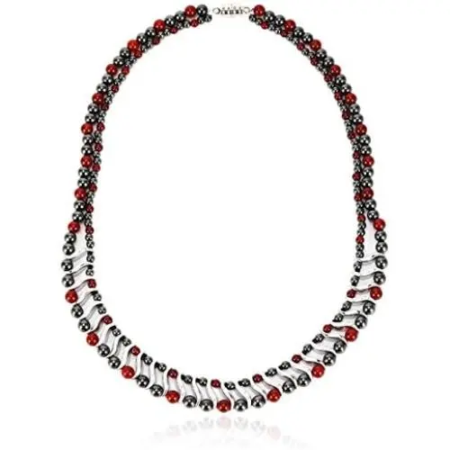 Elegant Womens Hematite Magnetic Therapy Necklace with Healing Stones Pain Relief for Neck Arthritis Migraine Headaches Shoulders and Back (Regular, Red Agate) Elegant Womens Hematite Magnetic Therapy Necklace with Healing Stones Pain Relief for Neck Arthritis Migraine Headaches Shoulders and Back (Regular, Red Agate)