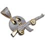 Moca Jewelry Hip Hop Iced Out Bling Holding The Gun Personalized Pendant 18K Gold Plated Chain Necklace for Men Women