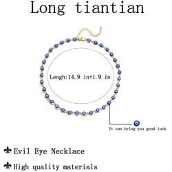 Long tiantian Evil Eye Necklace for Women Evil Eye Choker for Girls Lucky Jewelry
