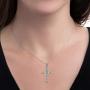MIA SARINE Sterling Silver Round Cubic Zirconia Fleurette Cross Necklace for Women