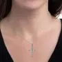 MIA SARINE Sterling Silver Round Cubic Zirconia Fleurette Cross Necklace for Women MIA SARINE Sterling Silver Round Cubic Zirconia Fleurette Cross Necklace for Women