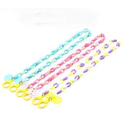 Colorful Smile Link Chain Face Mask Lanyard with Clips Holder Strap Hanger String Necklaces Clamp Rope Decorative Fashion Leash Around Neck for Women Girls Paperclip Link Charm Outdoors Jewelry