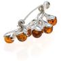 Honey Amber Sterling Silver Twig Pin - Pendant